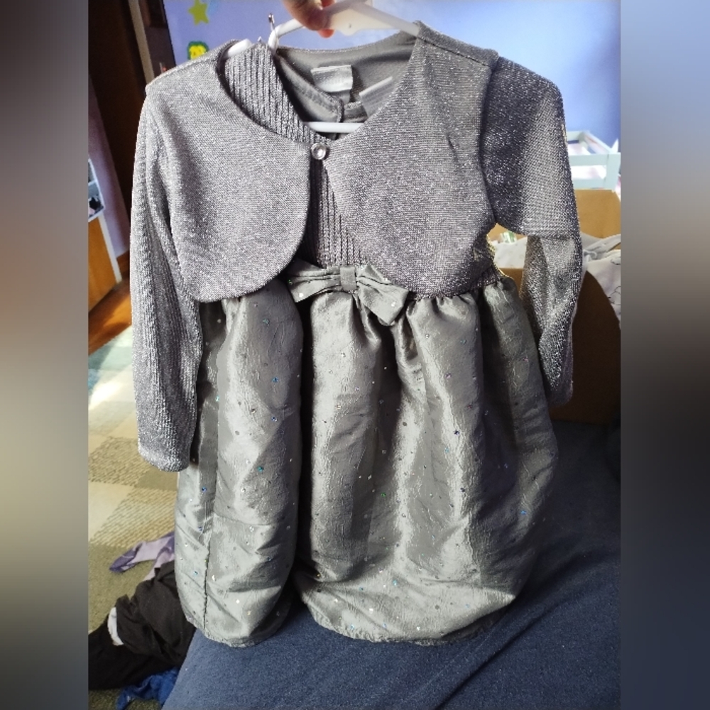 EUC Silver Kids Jacket and Dress Set